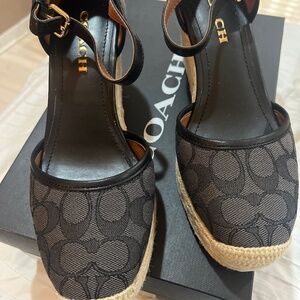 Coach black 9.5 Raine Espadrille In Signature  New in box